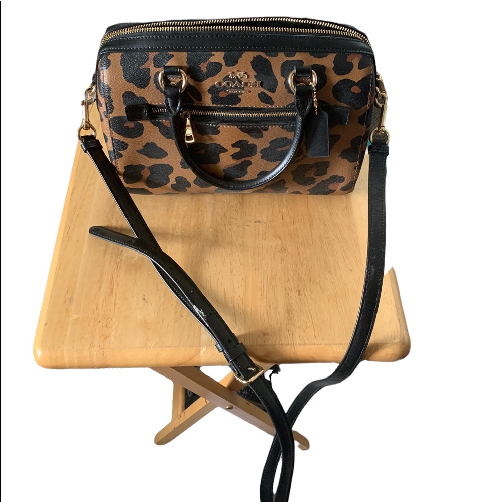 Coach Rowan Satchel Crossbody Leopard Print